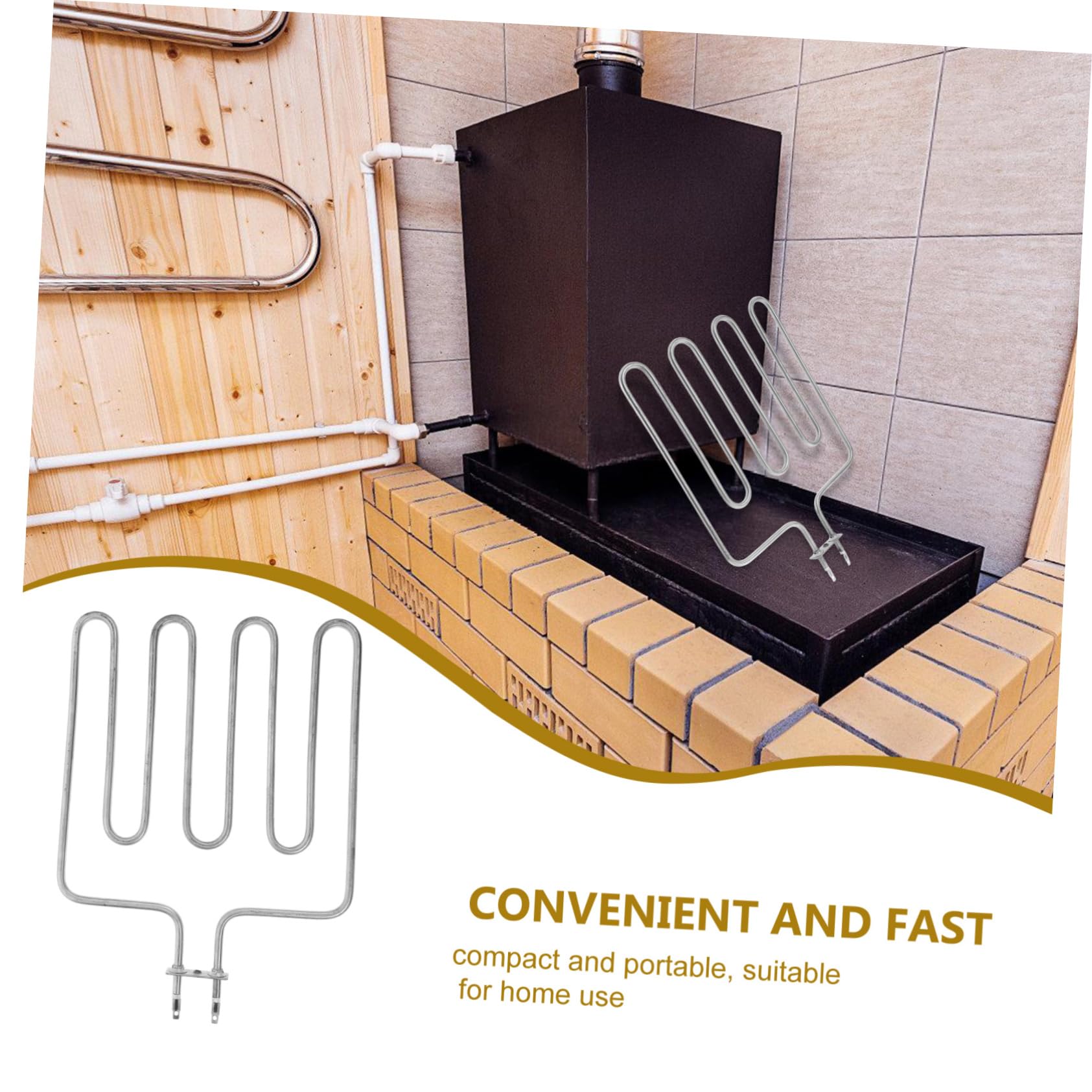 UKCOCO Elemento Calefactor de Sauna de Acero Inoxidable, Plata, Compacto