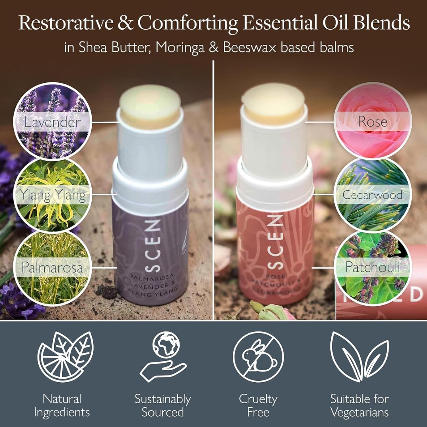 Scentered Aromatherapy Balm Sticks for Sleep & Emotional Balance - Roll On Essential Oil Blends of Rose, Lavender, Ylang Ylang - Gifts for Valentines Day for Her - Sleep Well & Love