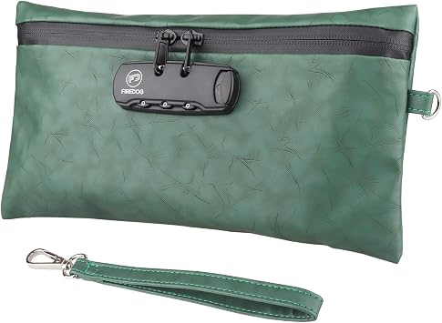 FIREDOG Smell Proof Bags with Combination Lock, Carbon Lined Odor Proof Stash Bag Case for Travel Storage Green