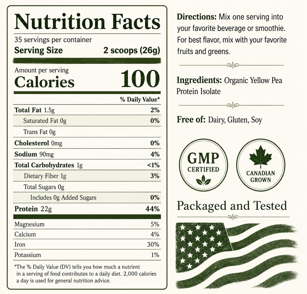 NorCal Organic Pea Protein Isolate, Unflavored, Vegan, 2 lb, 35 Servings — Amazon image 4