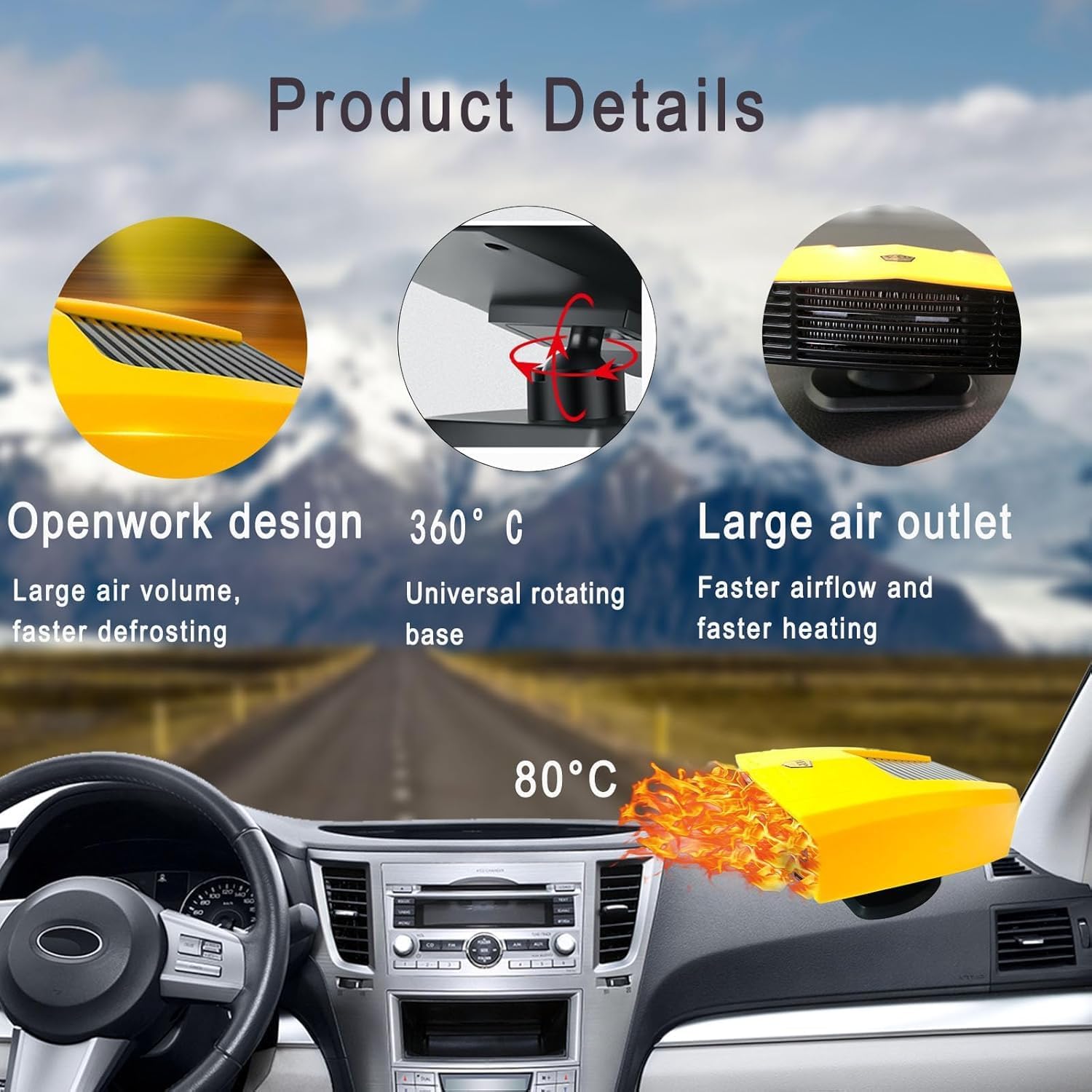 12 Volt Heater For Car 150W Fast Heating Cooling Fan Defogger & Defroster 360° Rotation Portable Car Heater That Plugs Into Cigarette Lighter Small Air Heat 202515