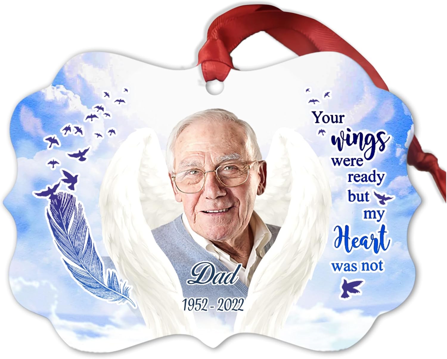 GOSSBY Transparent Ornament - Custom (Photo Upload) Your Wings were Ready but My Heart was not Memorial Gifts for Loss of Mother Father Personalized Memorial Christmas Ornament Sympa