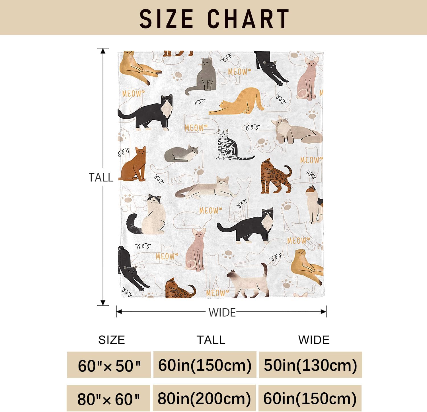 Tupmnbry Cat Blanket Animals Pet Print Throw Blanket Super Soft Flannel Fleece Throw Blanket Lightweight Fluffy Plush Fuzzy Bed Blanket for Couch 50"X60" - Image 5