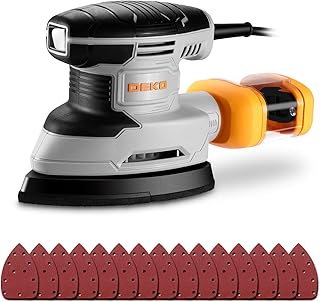 Ponceuse Delta 180W: DEKOPRO Ponceuse à Main 13000 RPM, Muni D'un Dépoussiéreur, 15 Papiers Verre - Idéale Pour Ponçage, Polissage et Travail Du Bois
