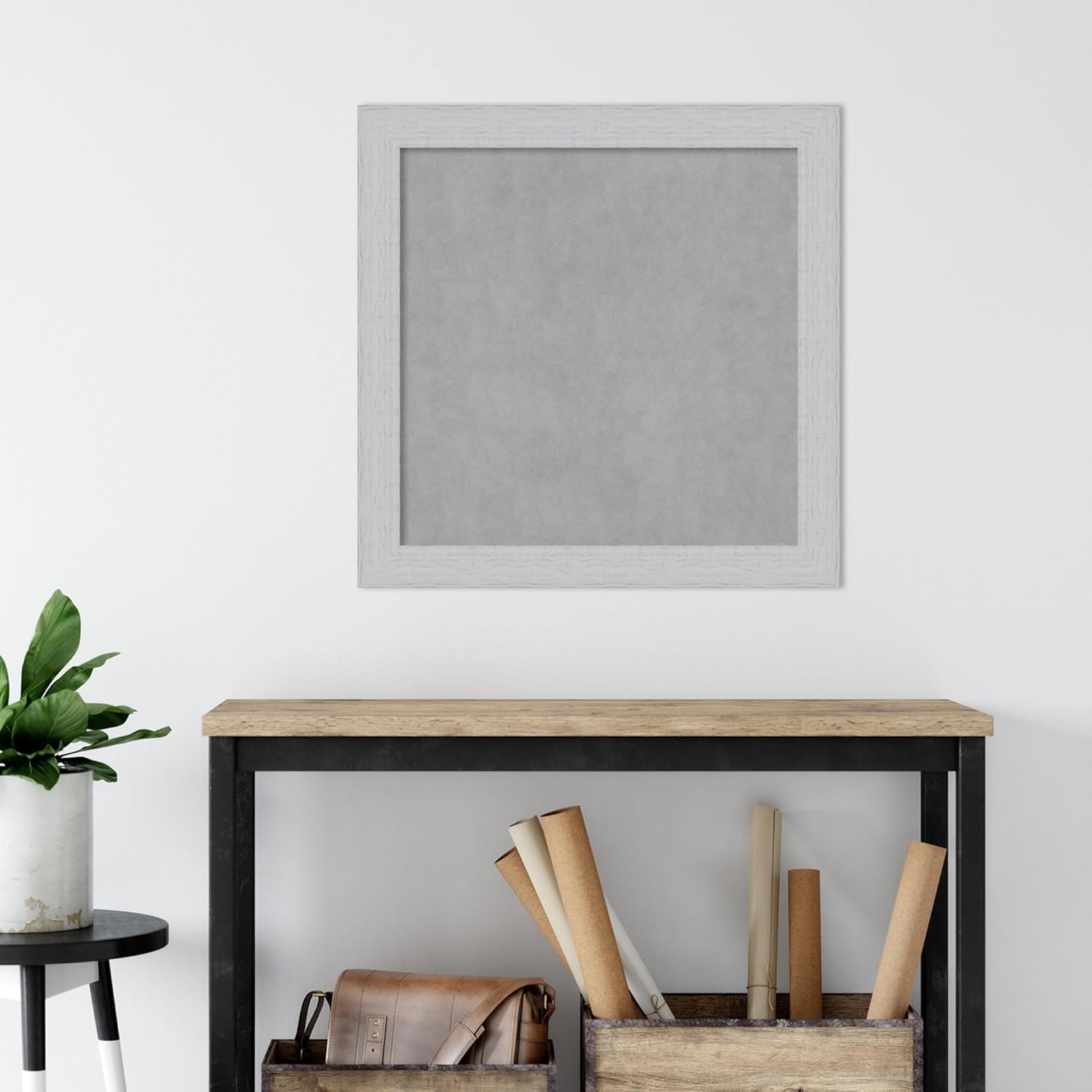 Amanti Art White Framed Magnetic Board 28x28 Medium Vision Board for use with Magnets, 100% Metal Sheet to Display Items as Office Decor or for Home Organization in mudroom, Kitchen or Kids Room