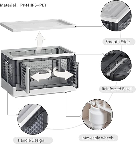 Miniatura 4 de Contenedores de almacenamiento de plástico apilables con tapas, 180 cuartos de galón, organizadores de armario plegables y almacenamiento con