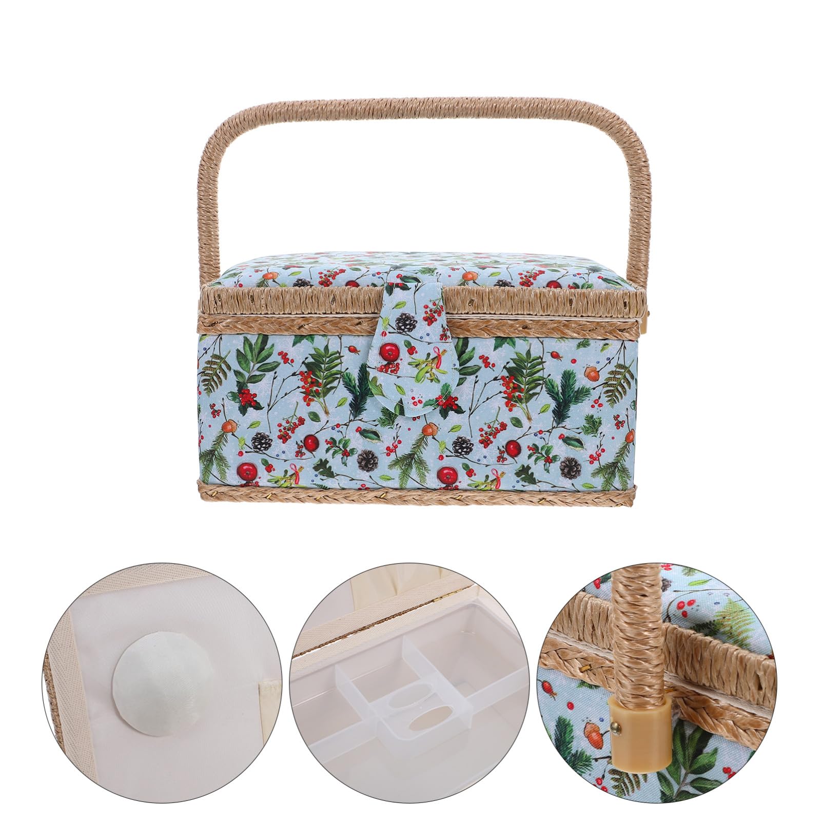 Mipcase Caja Organizadora de Costura Diseño Navideño, Gran Capacidad, Bordado Elegante y Diseño Portátil para Uso en Casa y Viaje
