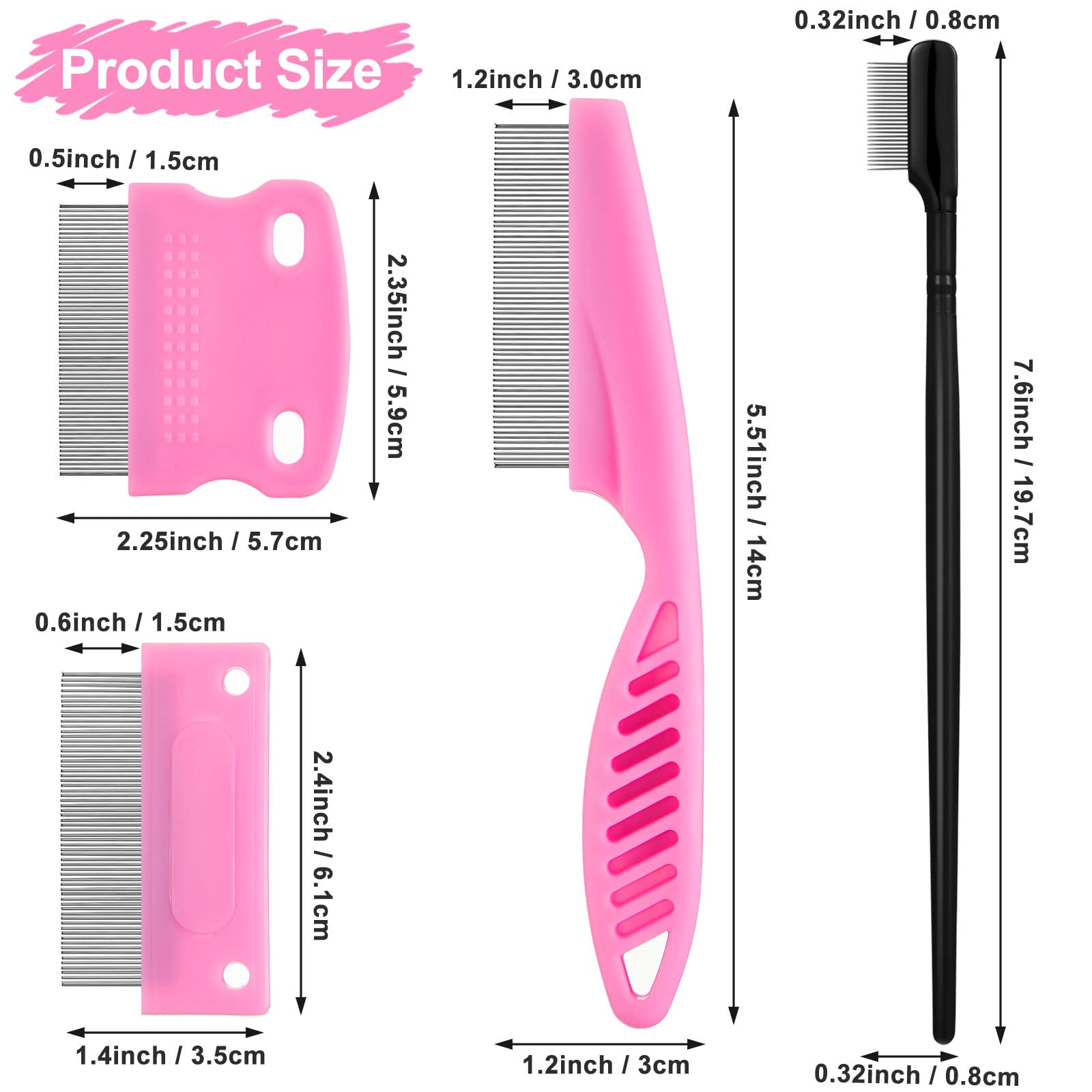 5 Pieces Dog Eye Combs Tear Stain Remover Combs Pet Grooming Comb for Small Dogs Gently Removing Eye Mucus and Crust (Pink, Black) - image 2