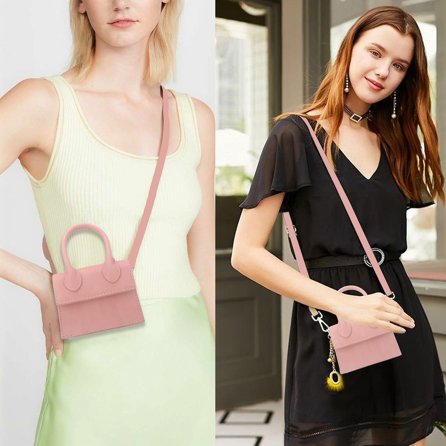 Mini Crossbody Bag for Women Girls Synthetic Leather Flap Purse Styling Top-Handle Clutch Handbag - Image 2