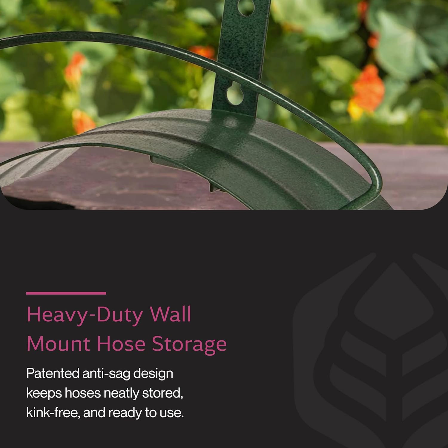 Yard Butler Deluxe Heavy Duty Wall Mount Hose Hanger Easily Holds 100’ Of 5/8’ Hose Solid Steel Extra Bracing And Patented Design In DECORATIVE DESIGNS IHCWM-1 Textured Forest Green