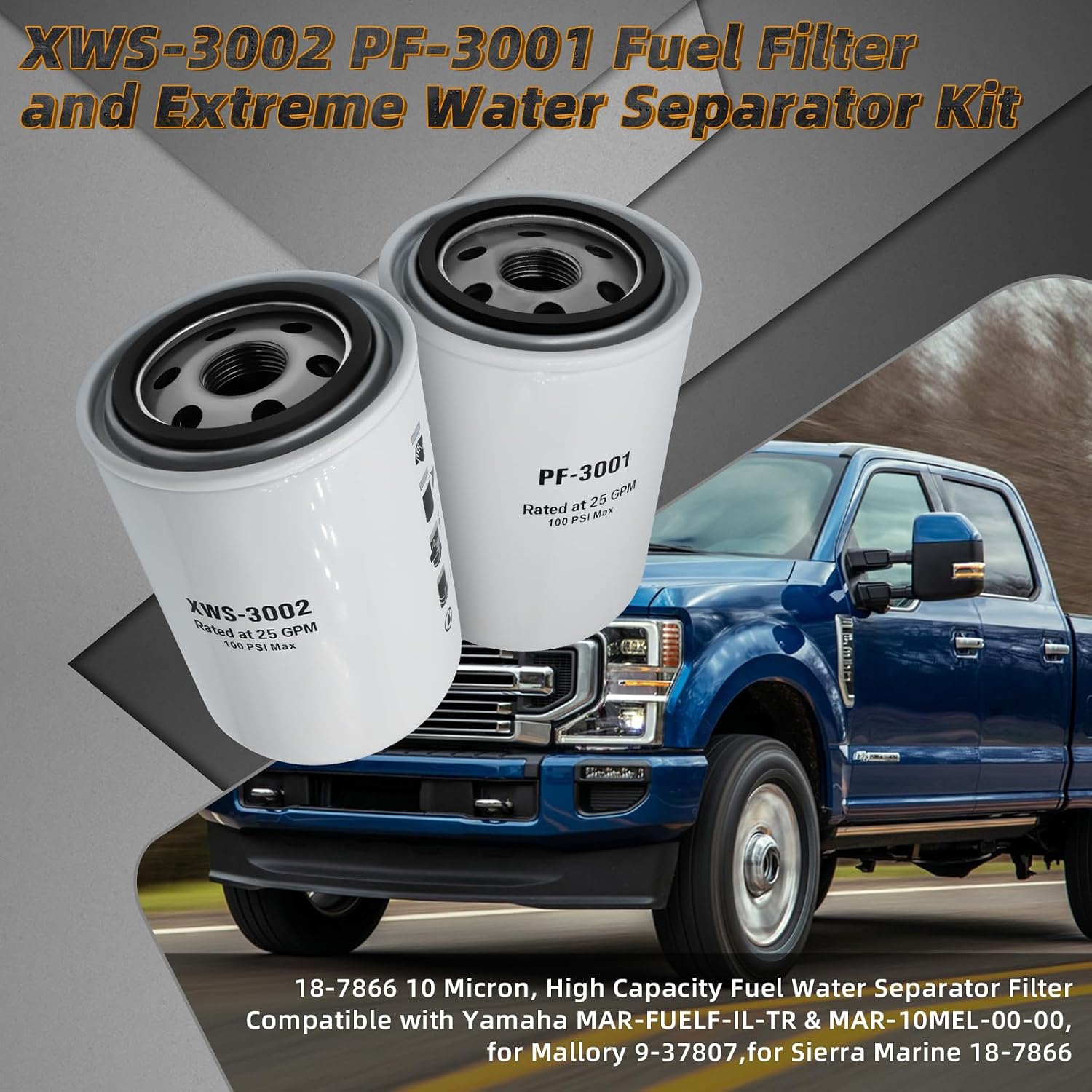 XWS-3002 PF-3001 Fuel Filter and Extreme Water Separator Kit, Compatible with FASS Titanium Signature Series Diesel Fuel Pumps