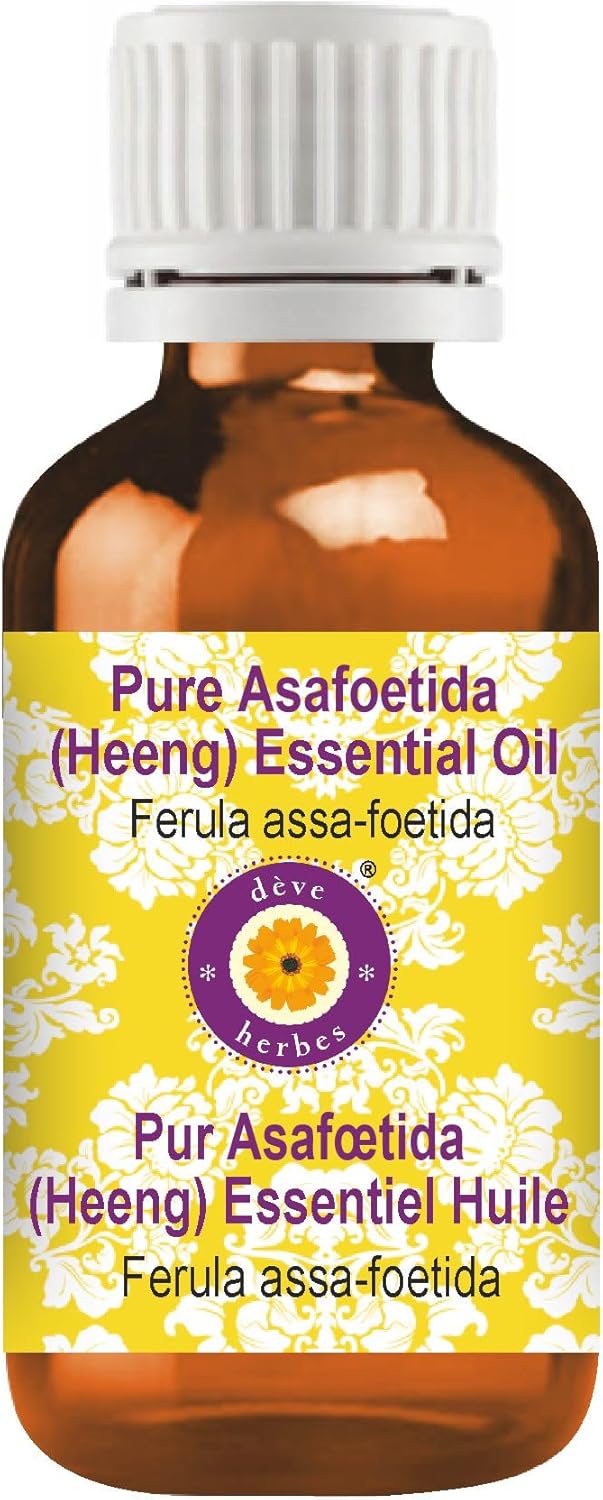 deve herbes Asafoetida (Heeng) Essential Oil (Ferula assa-foetida) Pure | Non-Sticky | Non-Greasy | Lightweight | Men & Women | All Skin Types | Steam Distilled 5ml (0.16 oz)
