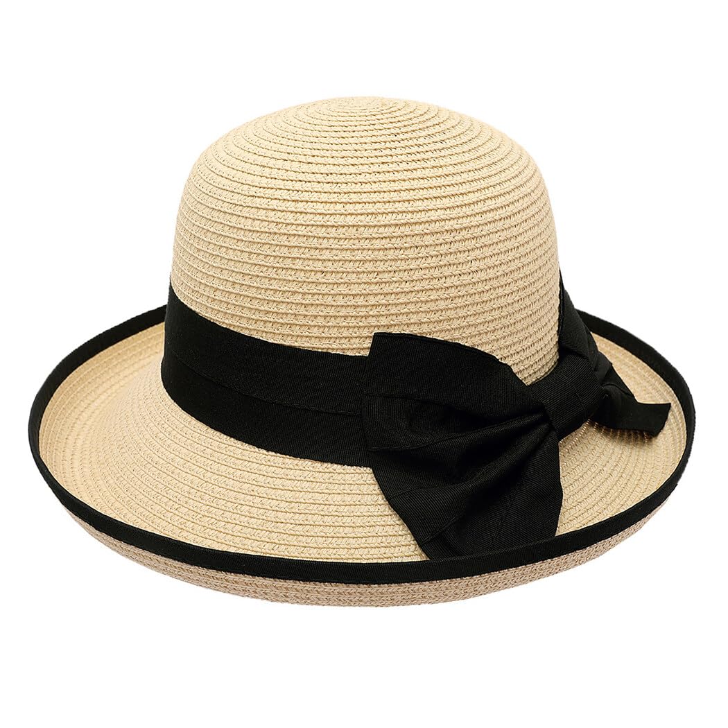 CTCOIJRN Sombrero de Sol Personalizado, Ligero y Moderno for niña, Sombrero de Verano Protector de Paja de Moda for Mujer, Color Beige