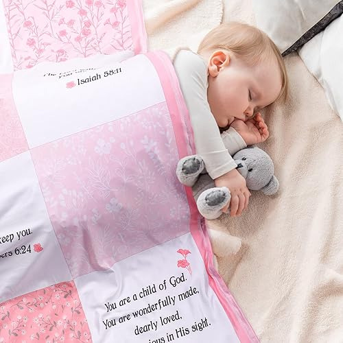 Miniatura 4 de Oudain Mantas cristianas para bebé con versículos de la Biblia, flores de las escrituras, manta de cachemira para bebé, regalos cristianos de