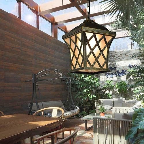 Lámpara colgante europea impermeable al aire libre, lámpara de cristal inoxidable de metal de aluminio ajustable, lámpara de techo colgante para