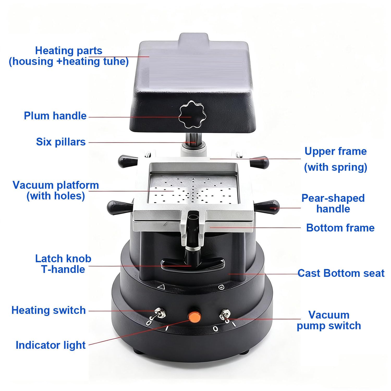 Máquina de moldeo al vacío automática de 1200 W, para odontología, para fabricar láminas de retención y láminas termoformadas para ortodoncia.