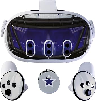 سماعة رأس VR Blue Football Helmet Skin and Accessories Kit متوافق مع Meta Quest 3 Skin Vinyl Protective Cover Decal متوافق مع Oculus Quest 3