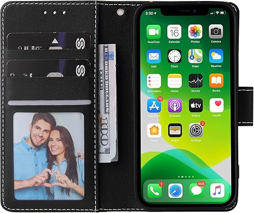 Miniatura 3 de Funda compatible con iPhone 13 de 6.1 pulgadas y protector de pantalla de vidrio templado, funda de cuero con tapa para tarjetas, fundas para iPhone