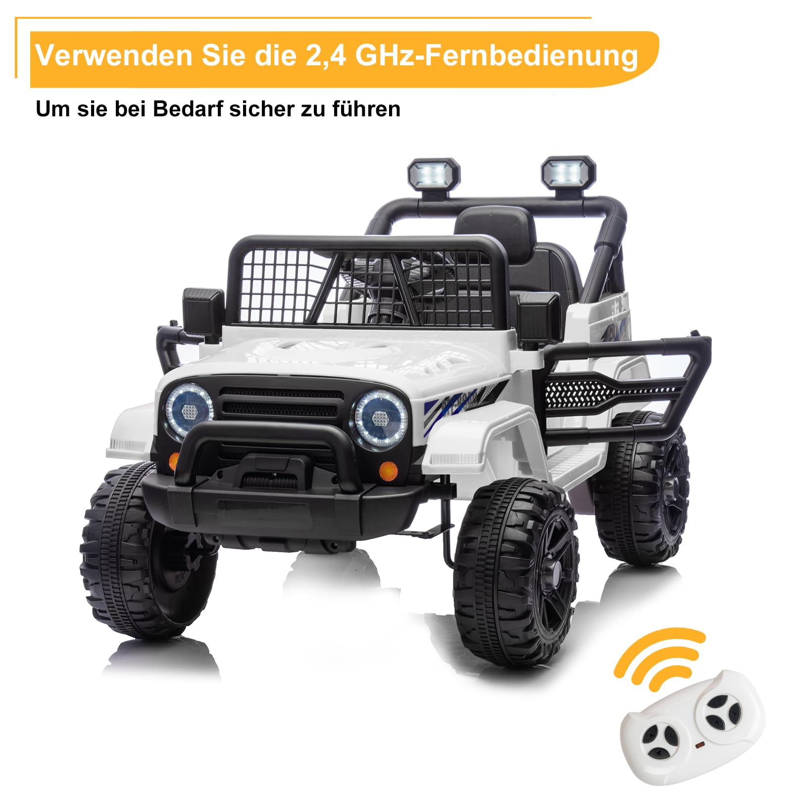 LALAHO Auto elettrica per bambini da 12 V, con telecomando da 2,4 GHz, colore bianco | Controllo genitori per un uso sicuro da parte dei bambini piccoli