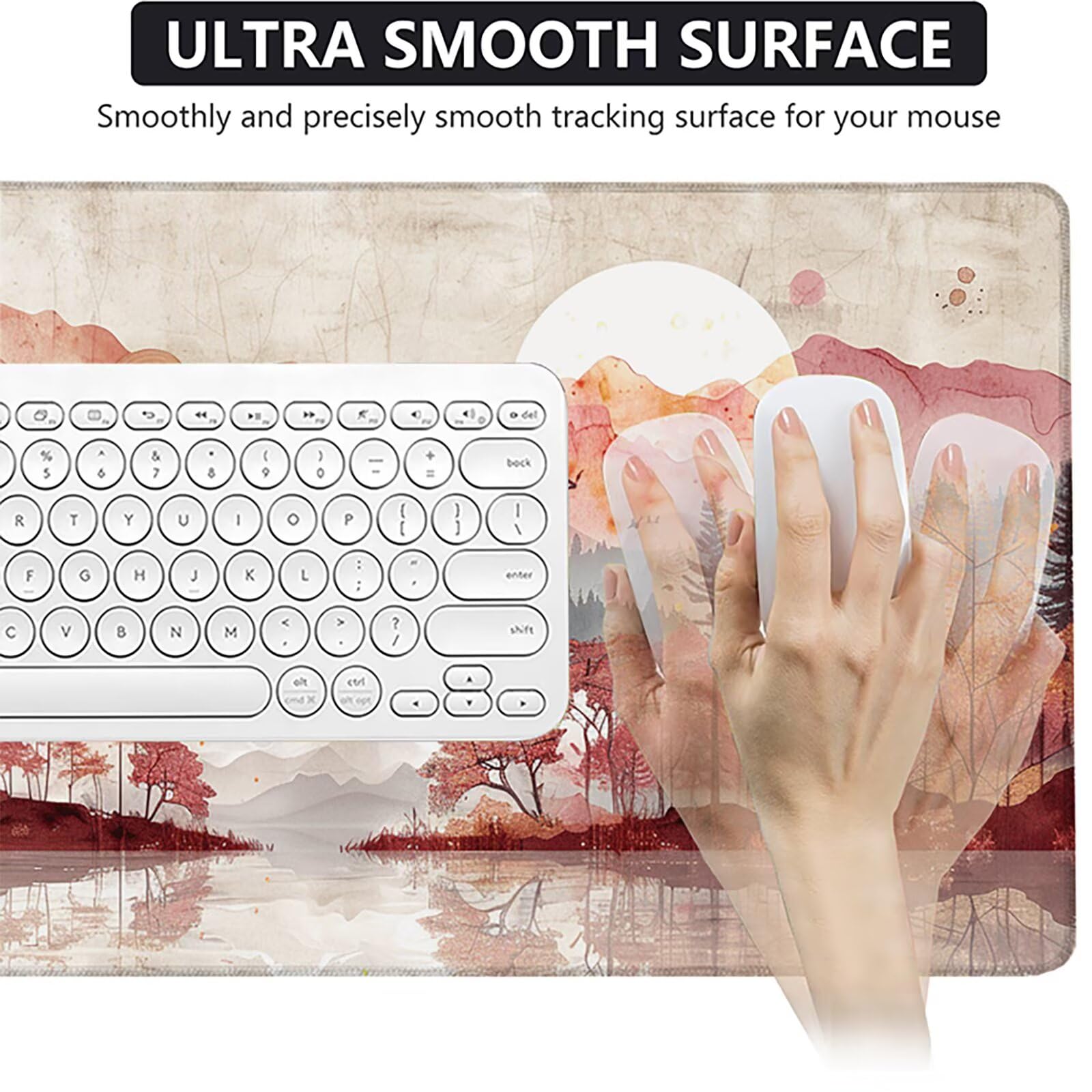 Bosque Alfombrilla Ratón Gaming XXL 1500x800 mm, Alfombrilla Gaming Blanco Mousepad con Base de Goma Antideslizante, Impermeable Desk Mat para Teclado y Raton, Accesorios Gaming Regalos de Hombre 9-6