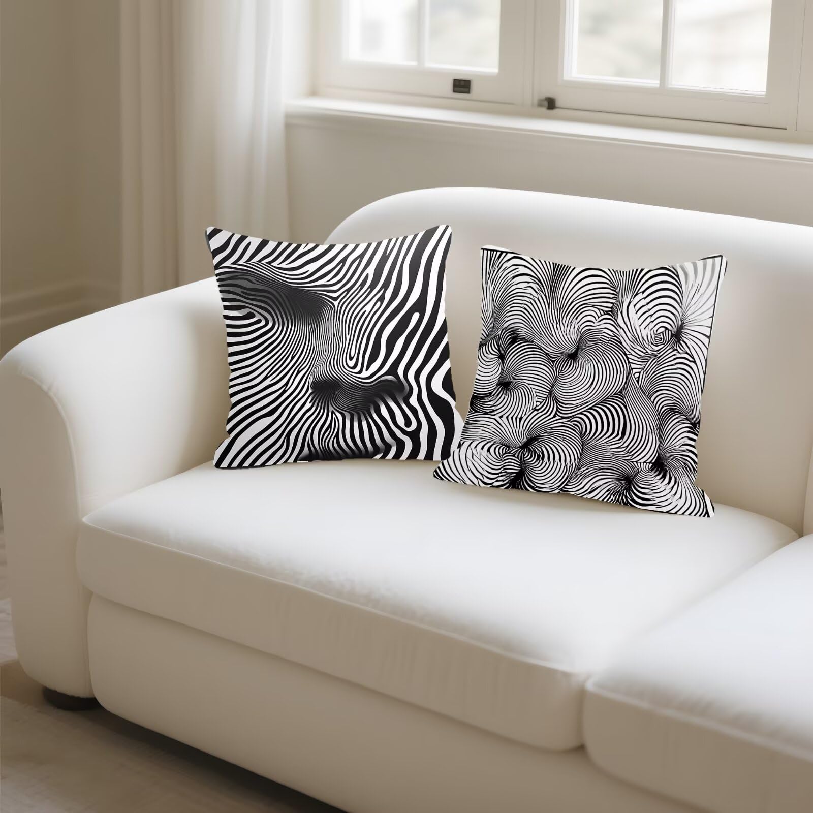 Cojines Sofa Fundas Cojines 40x40cm SúPer Suave Cojin Geometría Raya Juego de 4, Fundas Almohada Impermeable Exterior, Interior Y Exterior Cojin Decorativos, Para JardíN SalóN Regalos NavideñOs P-335
