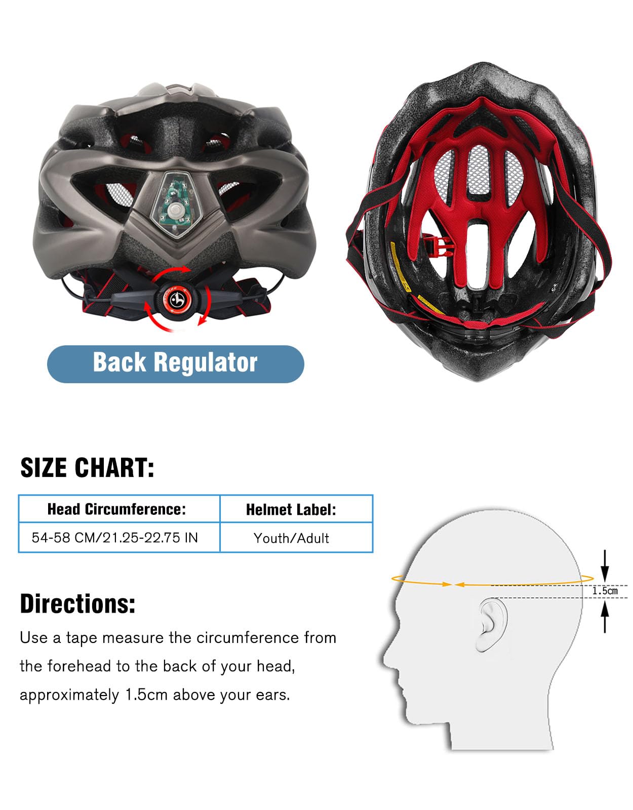 Casque de vélo pour homme femme, casques de course, scooter, VTT, trottinette, casque de vélo, lumière LED avec visière de protection de sécurité, taille réglable