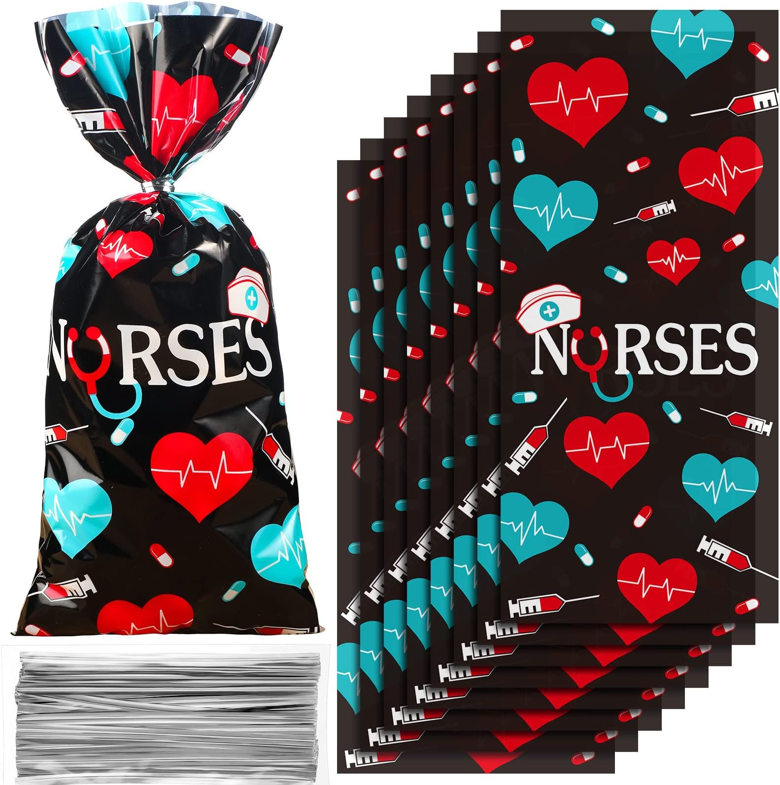 100 Pack Nurses Week Gift Bags Bulk Nursing Candy Bags