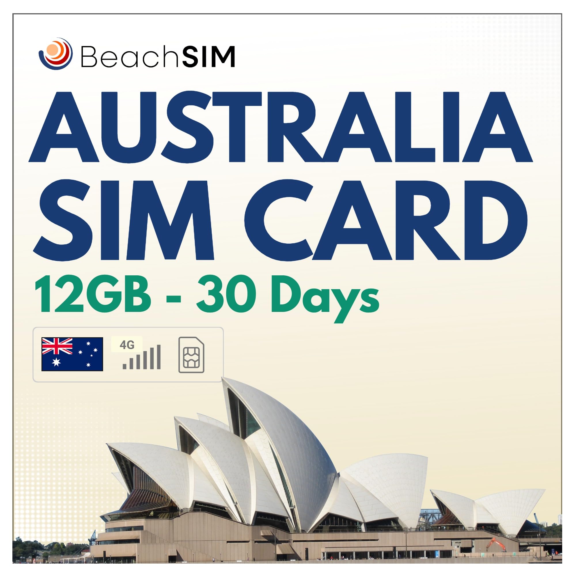 Australien SIM Karte 30 Tage. 12 GB Datenvolumen mit 4G/5G-Netz. Optus-Netz. Kostenloses Roaming in Neuseeland. Schnelle Aktivierung. Einfaches Aufladen.