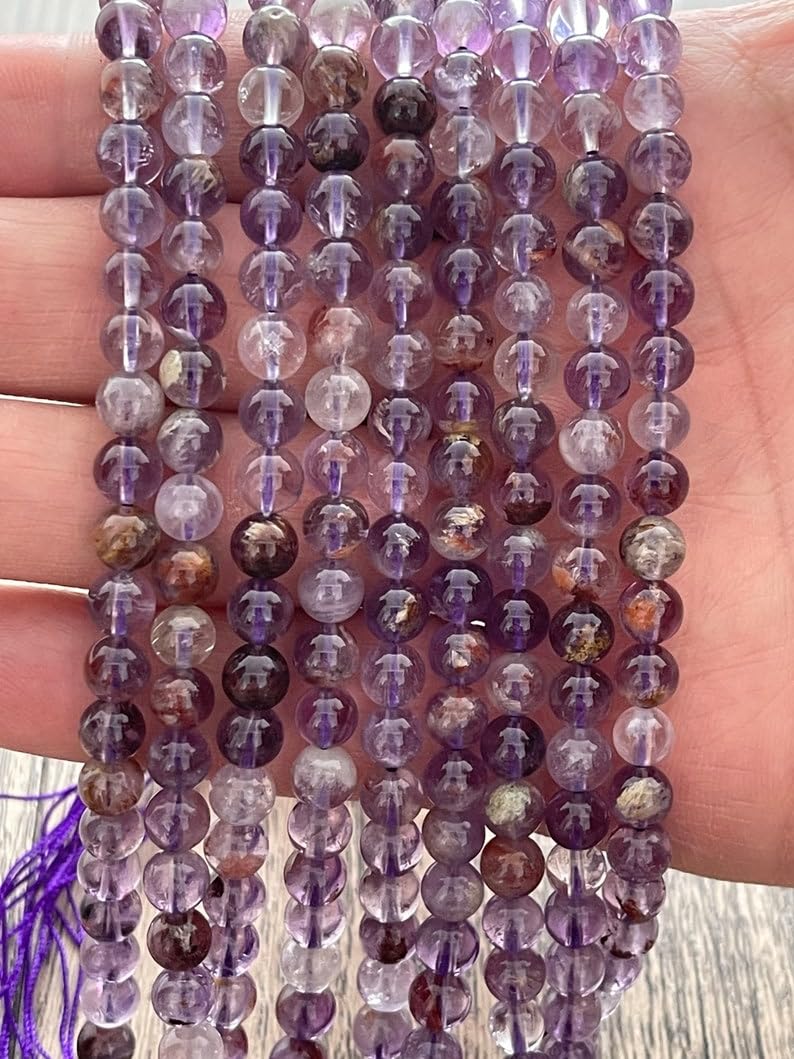 Quartz naturel violet fantôme 4mm perles rondes pour bijoux DIY