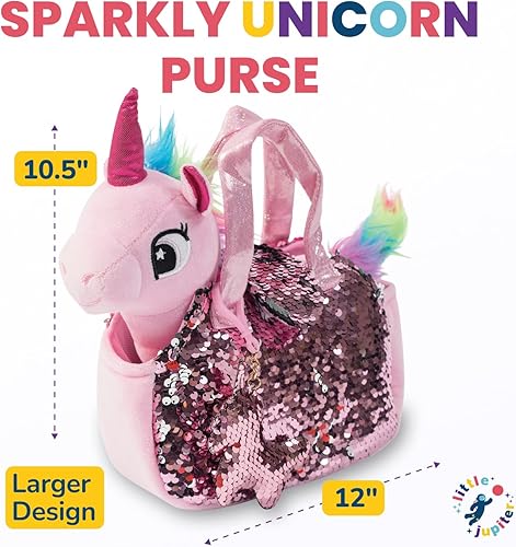 Vista 63 de Juego Little Jupiter unicornio de felpa, elefante rosado de felpa, Azul claro