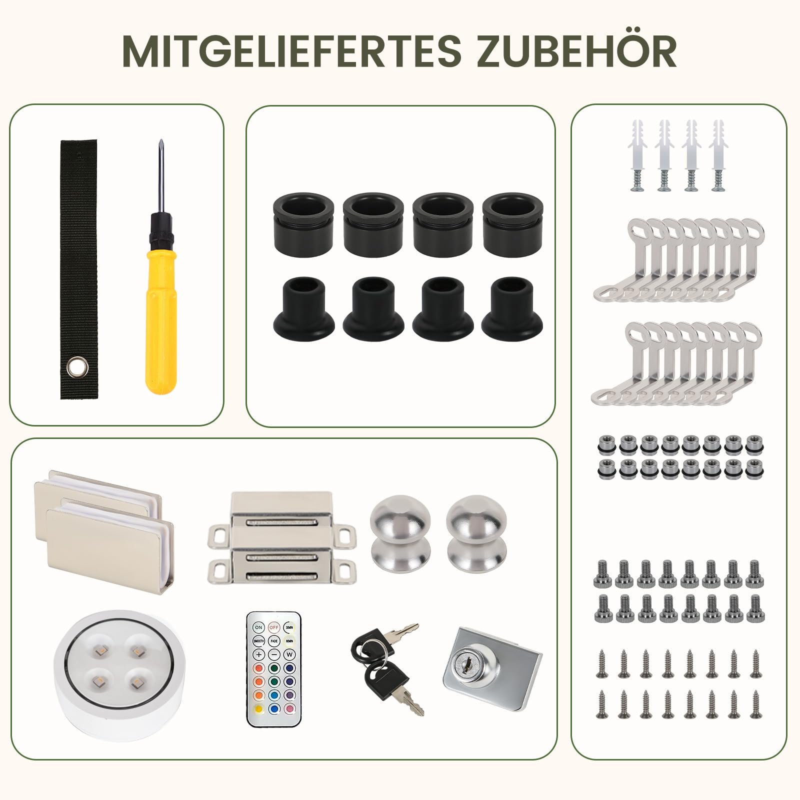 Aplancee Glasvitrine mit LED, 5 Ebenen und 2 Türen, 188x36x80 cm, Schwarz