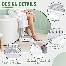 SOYO Mobility One Step Stool, Heavy Duty Indoor Outdoor Non-Slip Small Step Platform Assistive Device for Adult Elderly, Standing Support and Step Riser for Car, Bed, Door, Stair, Bathroom, White-Gray