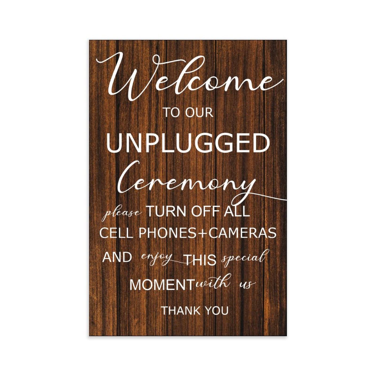 Welcome to Unplugged Hochzeitszeremonie-Schild, keine Bilder, keine Fotos bitte, Hochzeitsschild aus Holz, 76,2 x 50,8 cm