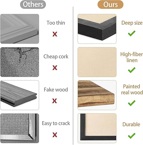 Miniatura 3 de Miratino Tablón de anuncios grande de 23 x 18 pulgadas con tableros de corcho de lino, decoración de pared, pin para colgar, pantalla con marco de