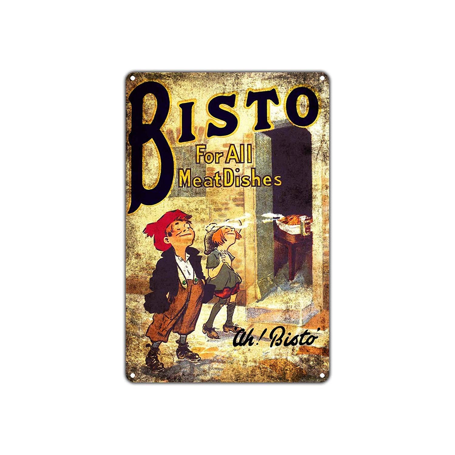 mefoll Bisto For All Meat Dishes 8x12 Vintage Tin Sign Wall Decor