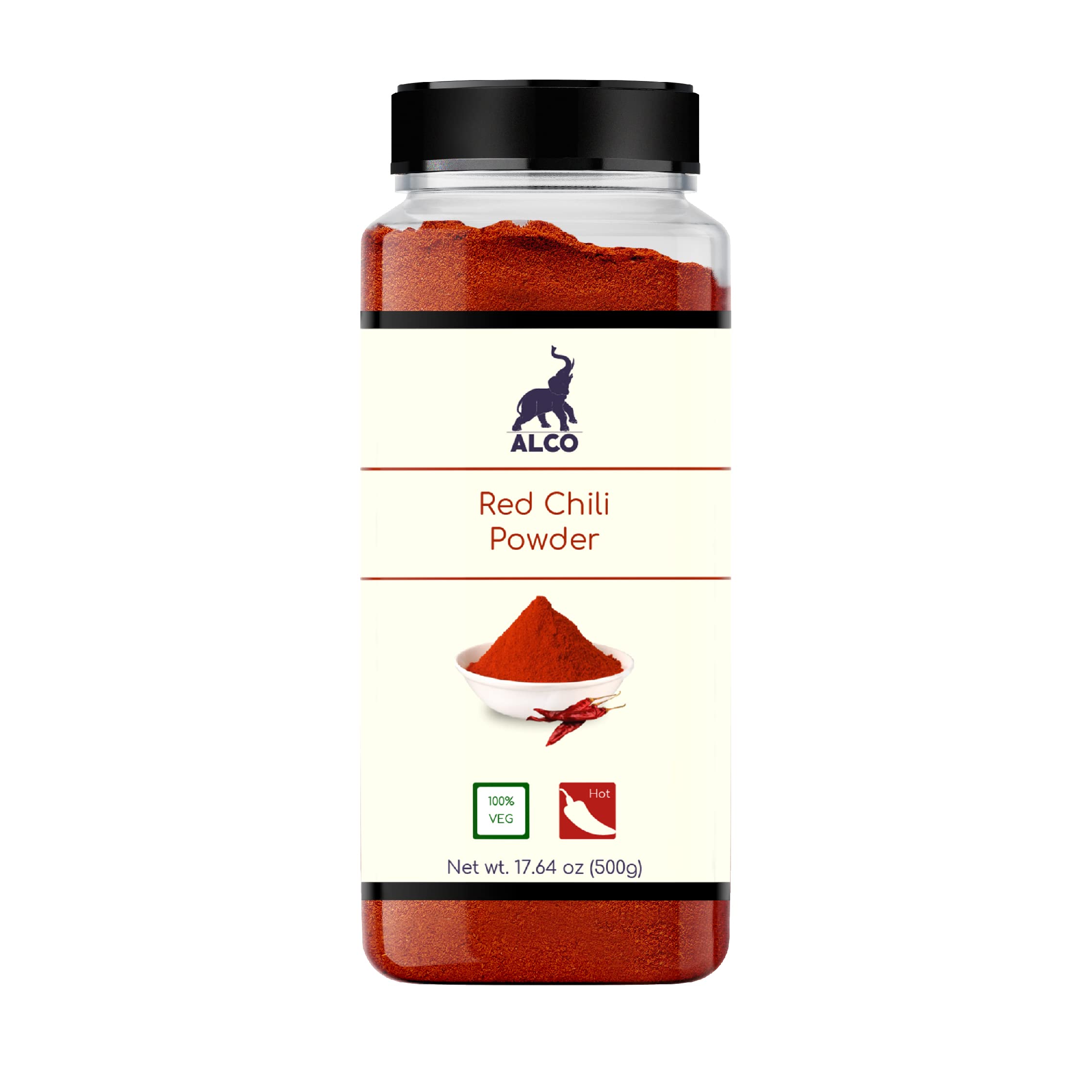 Alco Red Chilli Powder - Natural and Fresh Jar Pack For All Kitchens | Essential Grocery Item To Bring Fantastic Taste To Your Food | 500g Jar