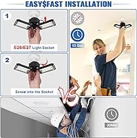 Vista 5 de Paquete de 1 bombilla LED para garaje, 80 W, 8000 lm 6500 K, luz LED de taller con 3 paneles ajustables, luz de granero de sótano, luces de techo