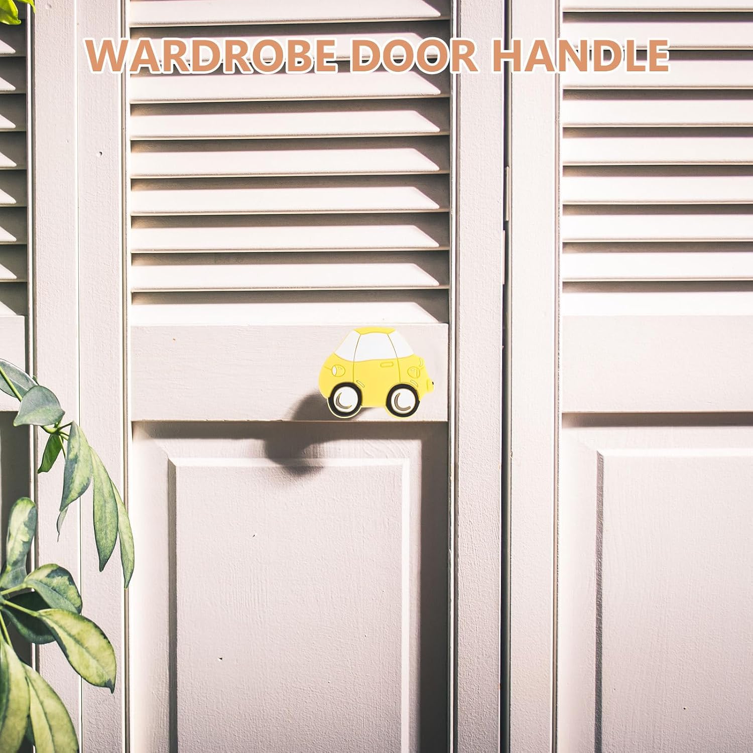 2pcs Cartoon Cabinet Knobs Kids Dresser Pull Soft Plastic Handle (Yellow Car) - Furniture Hardware for Children Nursery Room, Drawer, Closet, Door