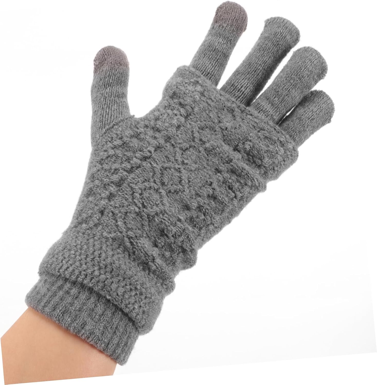 LIOOBO Girls Gloves Knit Mittens Warm Comfortable for Cold Weather Touch Screen 1 Pair