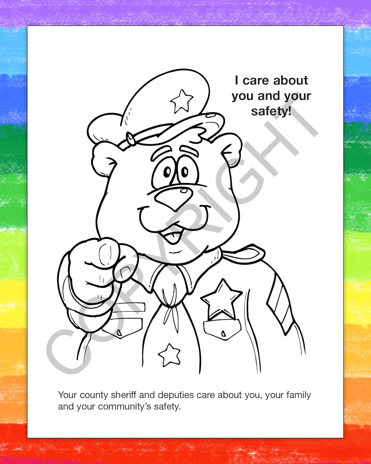 ZOCO – The Sheriff is Your Friend – Custom Educational Coloring Books (250 Bulk Pack, Without Crayons) – Promotional Police Toys, Activities for Kids