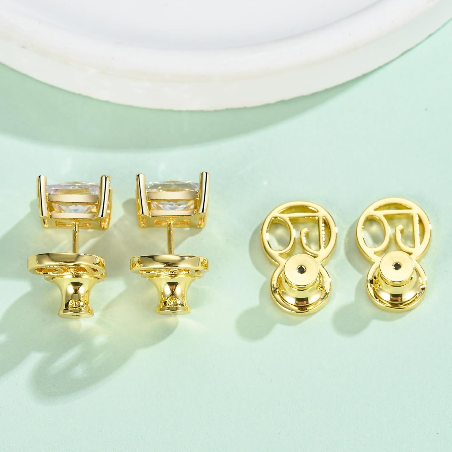 Earring Backs for Heavy Earrings, DCRSLB Sturdy DC Shape Ear Backs for Droopy Ears,Locking Lifter Backs for Studs Support Backstops for Strected Earlobe Secure Flat Backers - Image 4