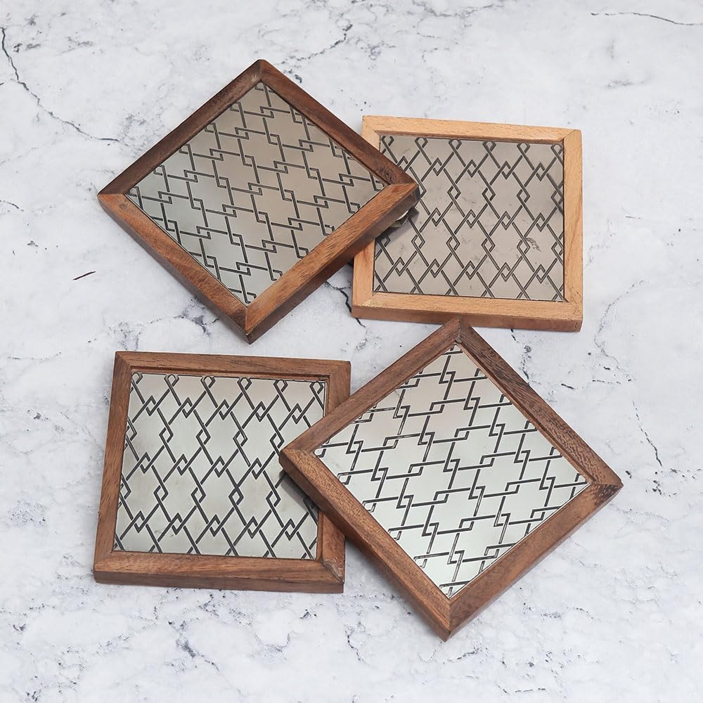 IndianShelf Tea Coasters Set of 24| Wooden Coasters| Coasters for Cups| Coffee Coaster| Coaster for Dining Table| Coasters for Glasses| Dining Table Decorative Items| Alcohol Accessories