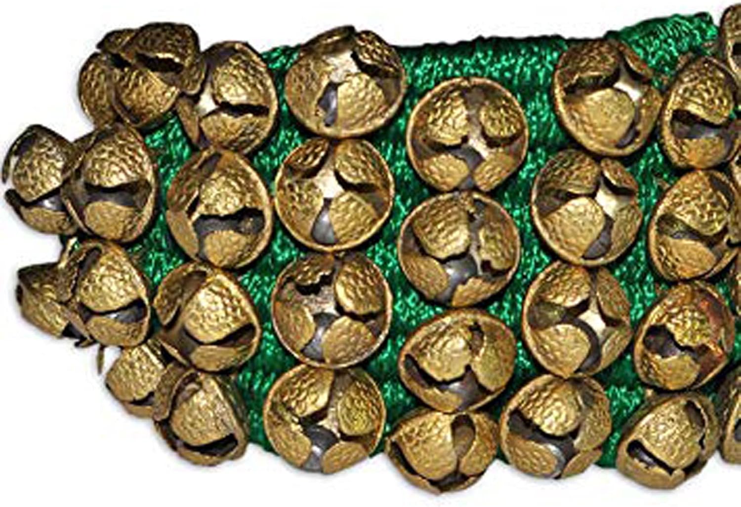 Green Pads Ghungroo Pair 4 Lines Of Brass Bells Mounted On Ghangru