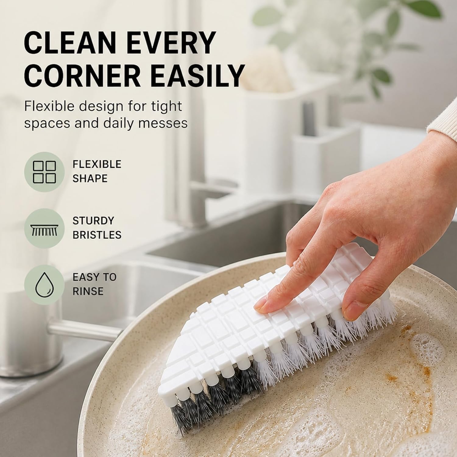 Kitchen Cleaning Set - Wall Mount Trash Can - Mini Squeegee - Grout Brush