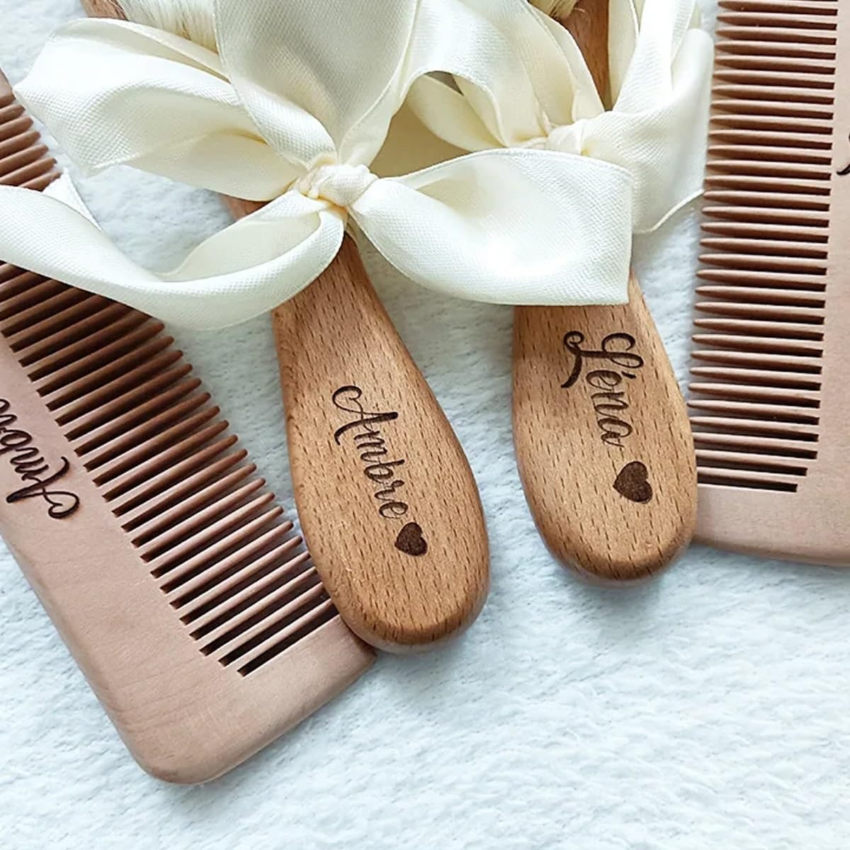 Brosse À Cheveux Bébé Personnalisée En Laine Pour Nouveau-né, Peigne En Bois Portable, Brosse De Bain Pour Bébé
