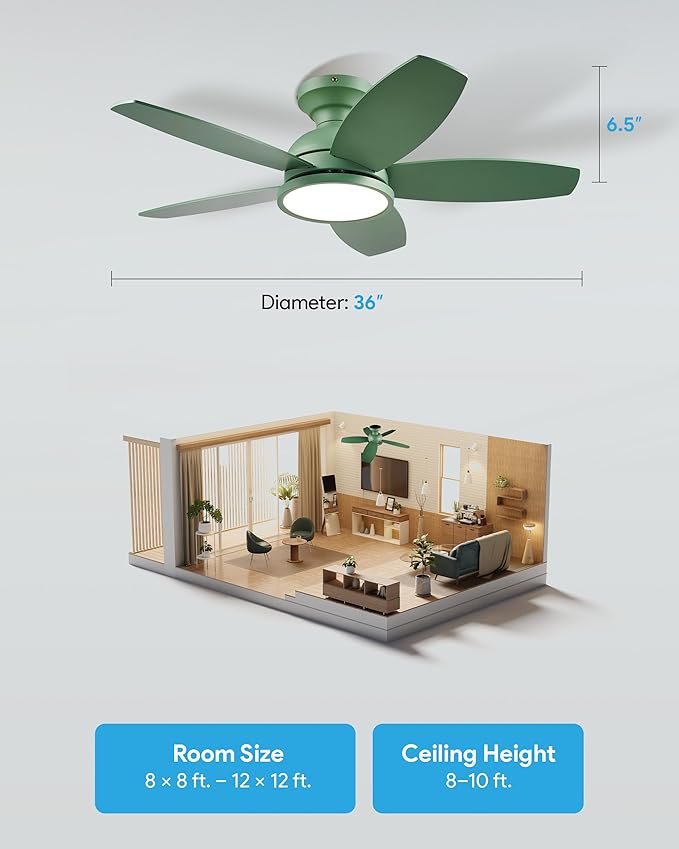 Ventilador de Techo 36 Pulgadas con Luz LED, 6 Velocidades y miniatura 8