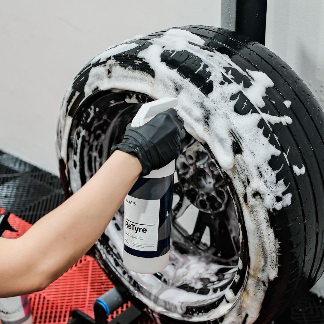 CARPRO ReTyre Car Tire & Rubber Cleaner: All in One Tire & Wheel Cleaner, Car Wash Wheel Cleaning Spray for Car Detailing - Clean New Tire Look - 1 Liter (34 fl oz) - Image 4