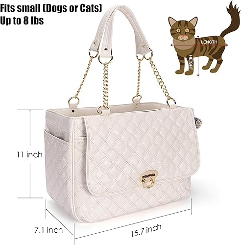 Miniatura 2 de Bolsa de cuero para transportar mascotas, perros, gatos, animales pequeños, bolso de viaje aprobado por la TSA Airline
