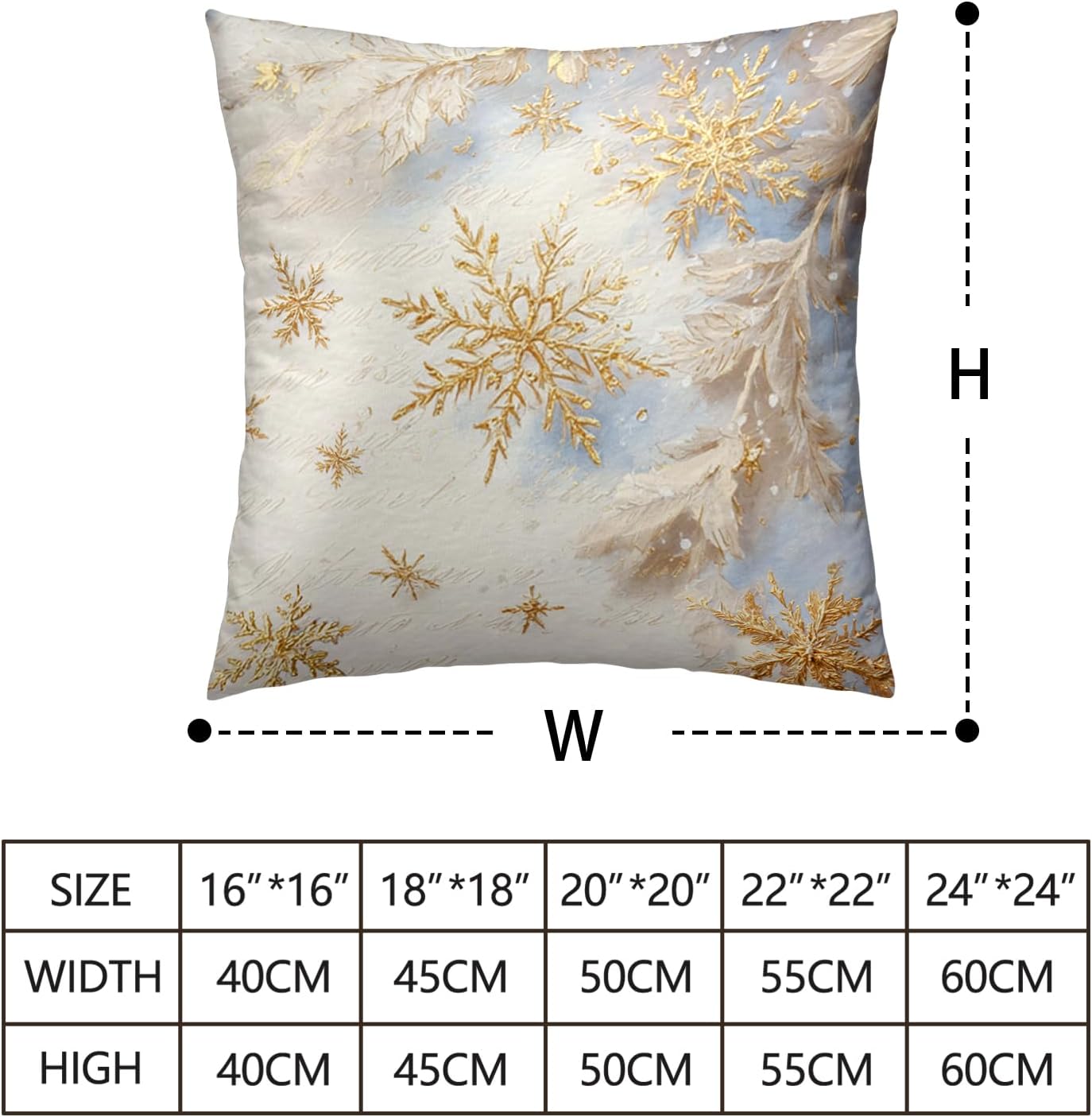 Gold Snowflakes Pillow Covers Winter Pillowcase 16x16 Set of 2 Christmas Double Sided Printing Throw Pillow Covers Holiday Cushion Case for Living Room Couch Sofa image 4