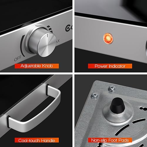 Miniatura 8 de COSTWAY Bandeja eléctrica de calentamiento de alimentos, calentador de alimentos de 25 x 15 pulgadas para fiestas con control de temperatura